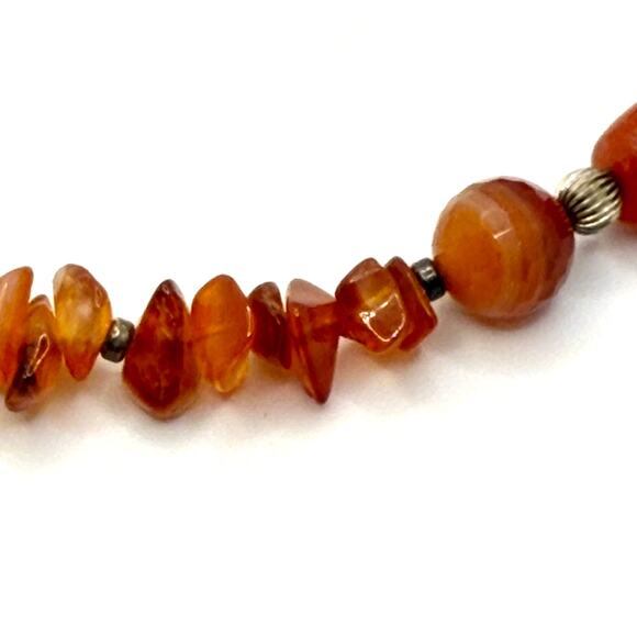 Vintage Orange Agate / Carnelian Style Graduated Bead  Vintage 90s Carnelian Orange Mixed Bead Slab Station Statement Necklace